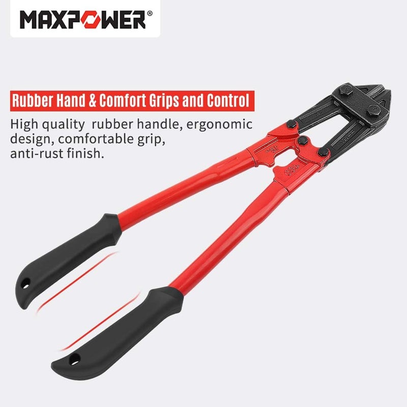 Max Power 2Pcs Bolt Cutter Set, 18-Inch Heavy Duty Bolt Cutter, 8-Inch Mini Bolt Cutter, Chrome Molybdenum Steel Blade - Image 2