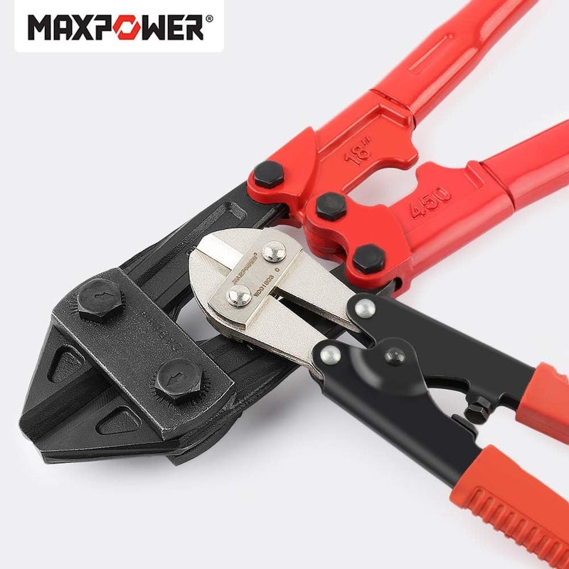 Max Power 2Pcs Bolt Cutter Set, 18-Inch Heavy Duty Bolt Cutter, 8-Inch Mini Bolt Cutter, Chrome Molybdenum Steel Blade - Image 3
