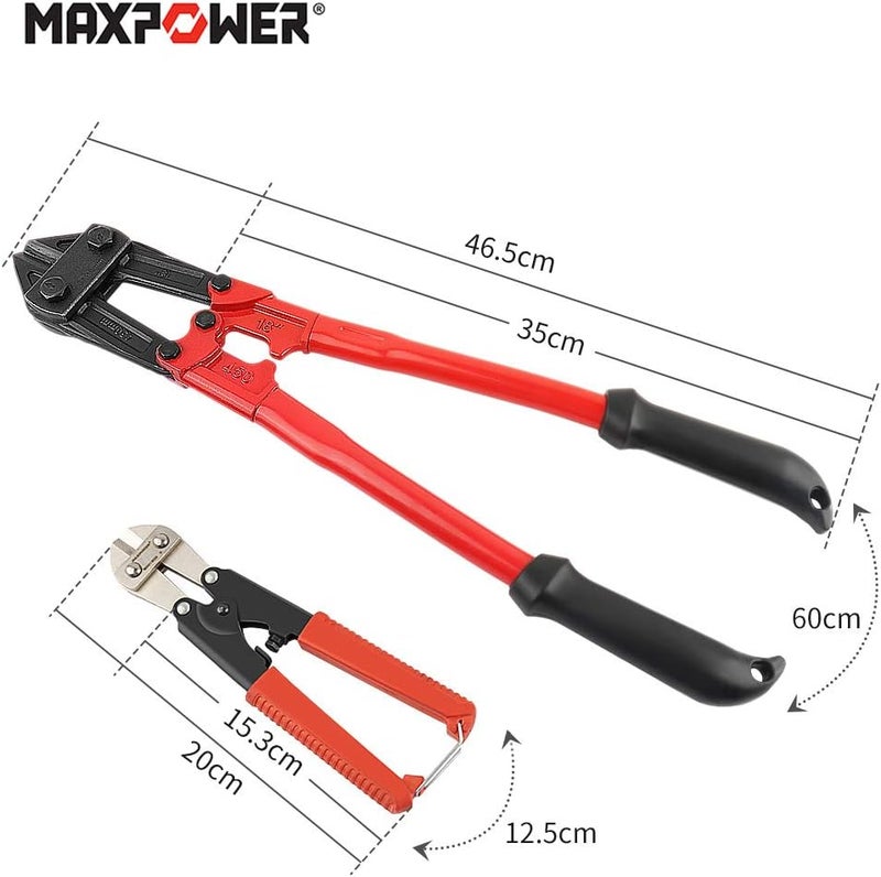 Max Power 2Pcs Bolt Cutter Set, 18-Inch Heavy Duty Bolt Cutter, 8-Inch Mini Bolt Cutter, Chrome Molybdenum Steel Blade - Image 5