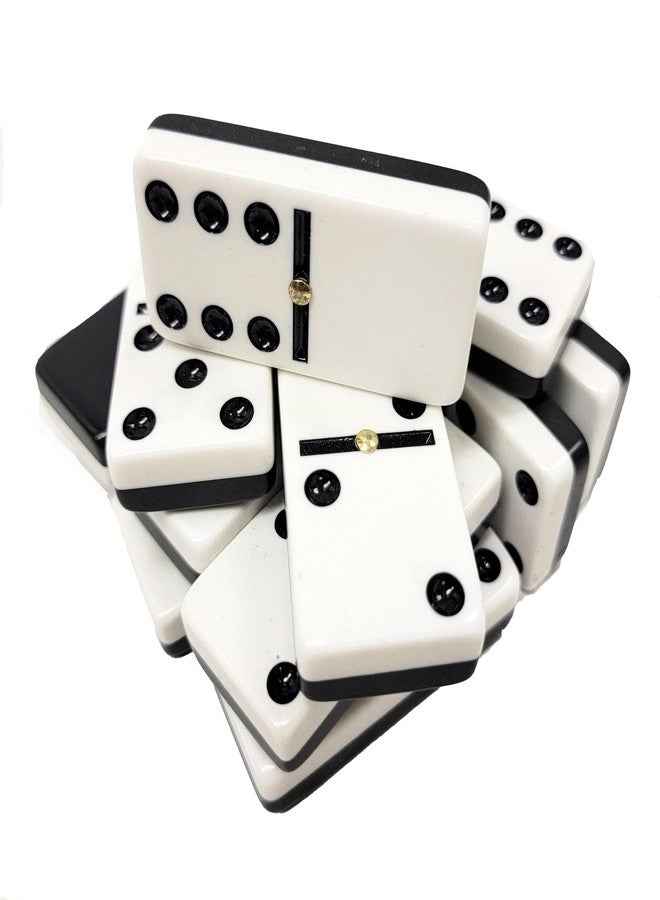 Marion Domino Double 6 Black & White Two Tone Jumbo Tournament Professional Size with Spinners in Elegant Black Velvet Case. - Image 2