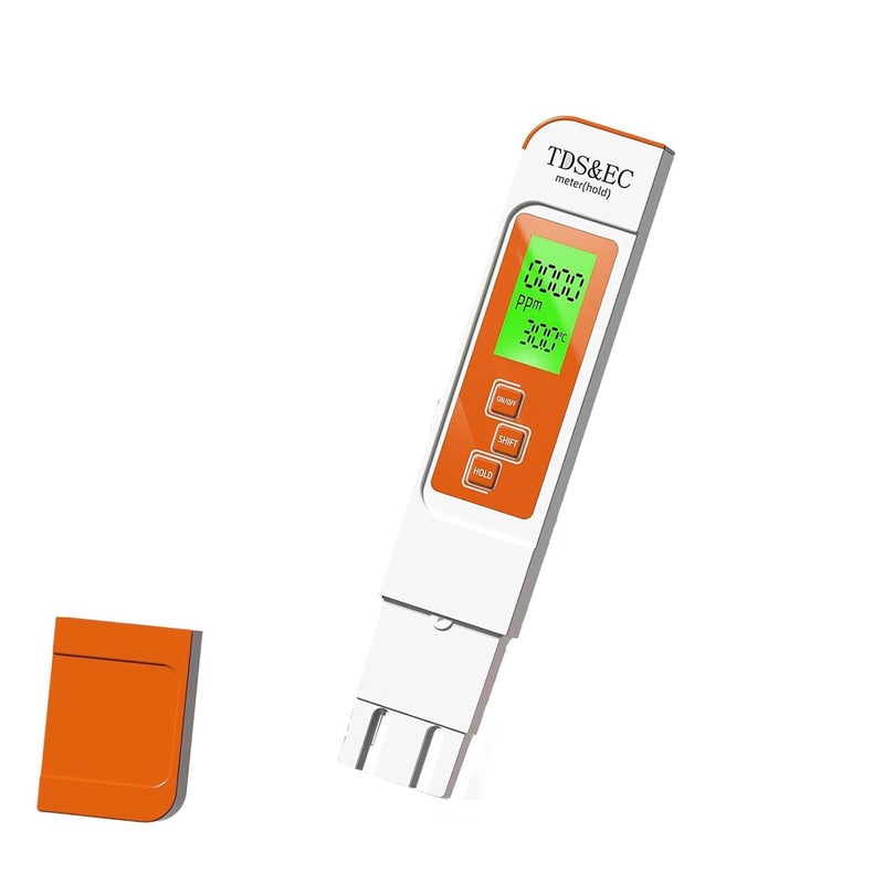 LIKDAY TDS Water Tester,New 4 in 1 Tds Meter Digital Water Tester - TDS EC & Temperature(°C,°F) Meter,Accurate & Reliable Digital Testing Kits for Hydroponics, Aquarium, RO/DI System (Orange) - Image 1