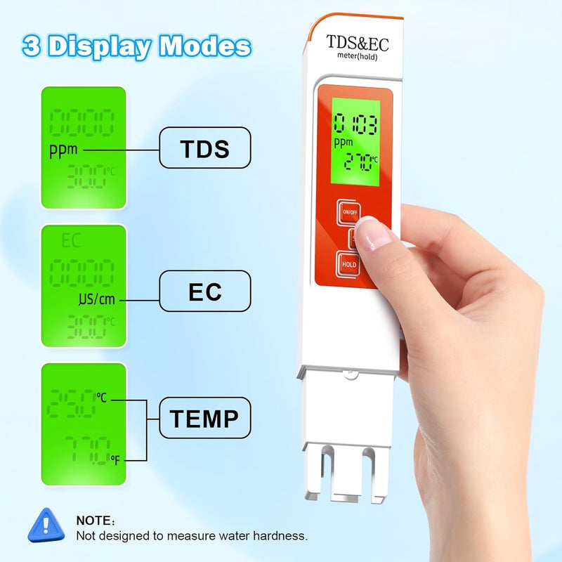 LIKDAY TDS Water Tester,New 4 in 1 Tds Meter Digital Water Tester - TDS EC & Temperature(°C,°F) Meter,Accurate & Reliable Digital Testing Kits for Hydroponics, Aquarium, RO/DI System (Orange) - Image 3