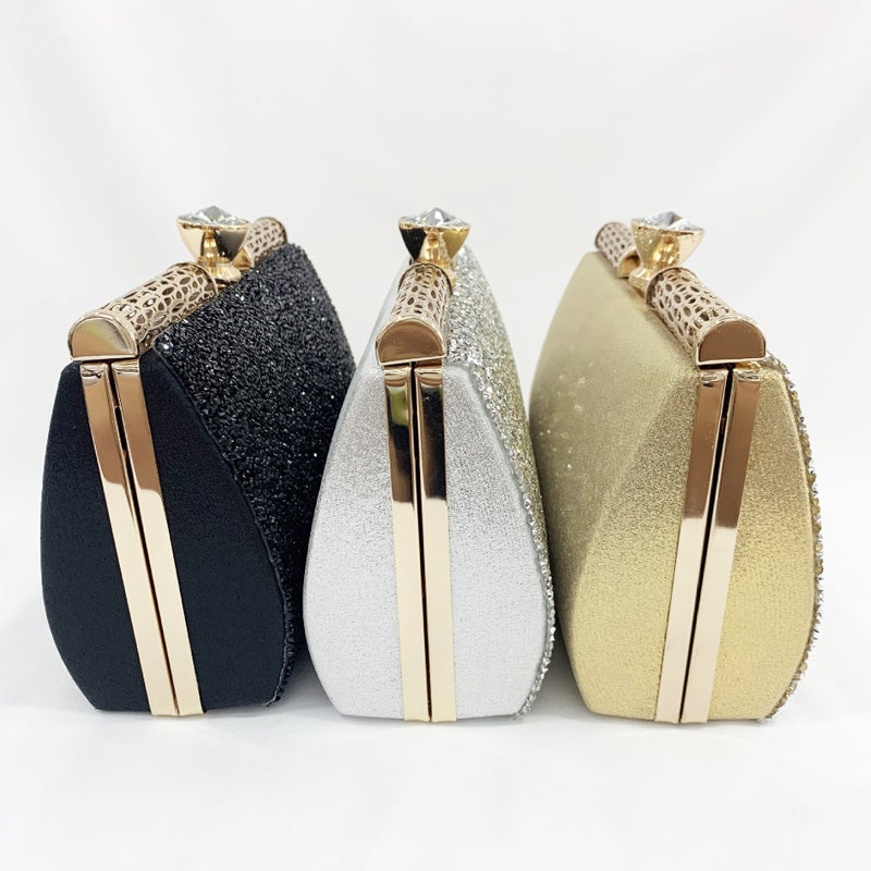Gold And Silver Rhinestone Shiny Full Diamond Chain Bag For Women With Diamond Banquet Clutch Metal Cut Out Evening Bag - Image 5