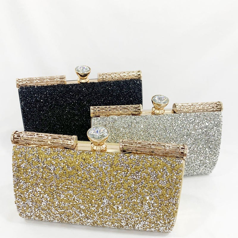 Gold And Silver Rhinestone Shiny Full Diamond Chain Bag For Women With Diamond Banquet Clutch Metal Cut Out Evening Bag - Image 2