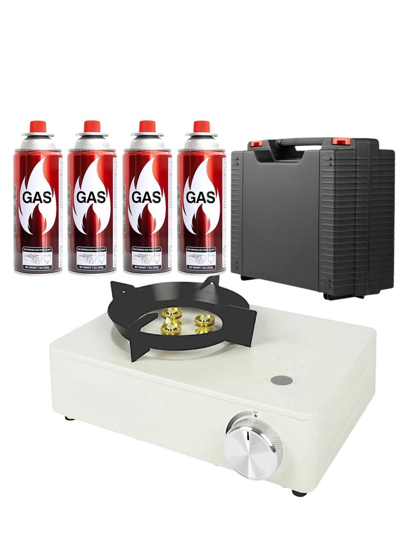 GO2CAMPS Premium Portable High-Flame Butane Camping Stove Kit with Auto Ignition, Durable Carry Case & 4 Included Fuel Canisters – Complete Outdoor Cooking Solution for Camping, Hiking, Backpacking, Picnics & Emergency Preparedness - Image 1