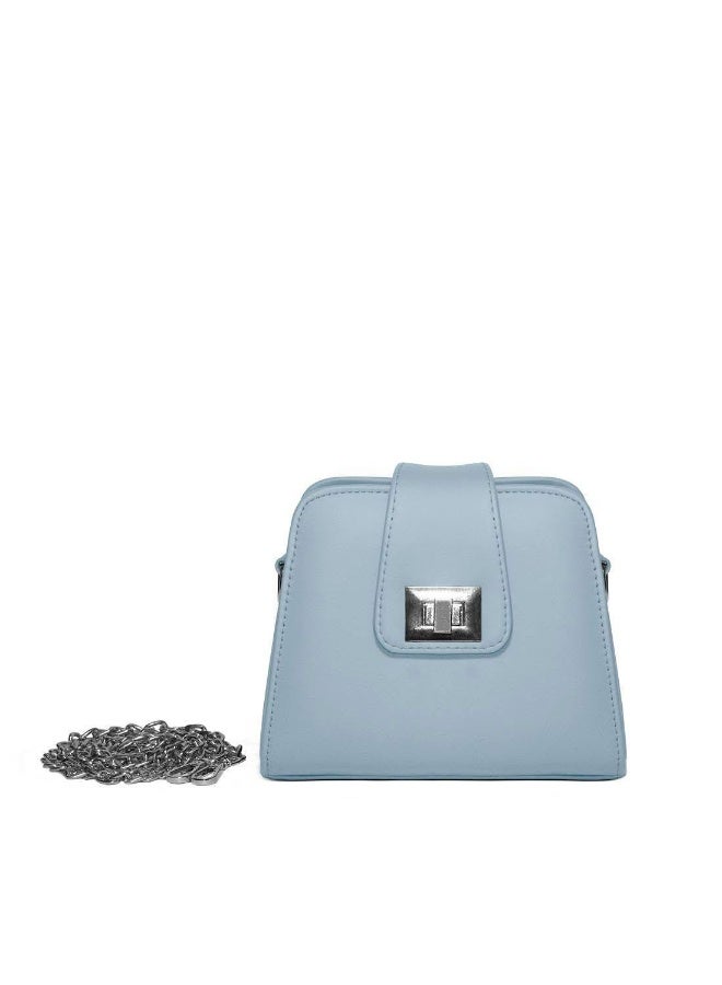 Elegant Women’s baby blue Crossbody Bag with Sleek Chain Design