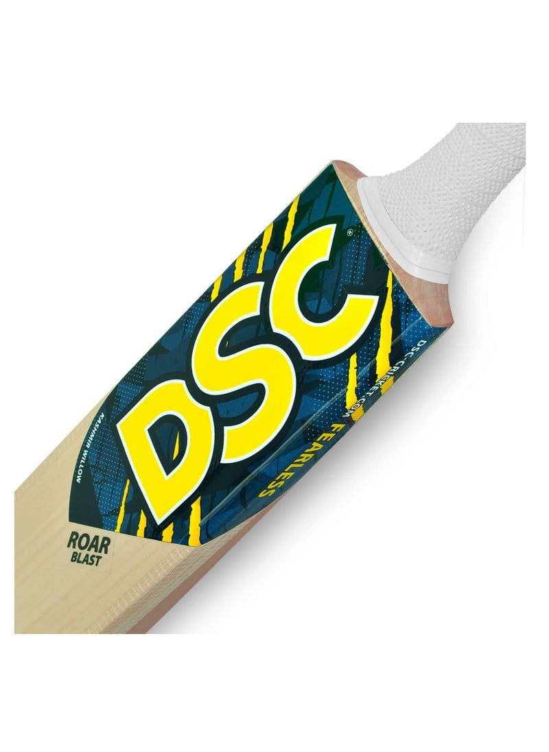 DSC - Roar Blast Cricket Bat | Material: Kashmir Willow | For All Round | Weight: 750 - 800gm | Cross Weave Tape on Edges | For Leather Ball | High Sweet Spot - Image 1