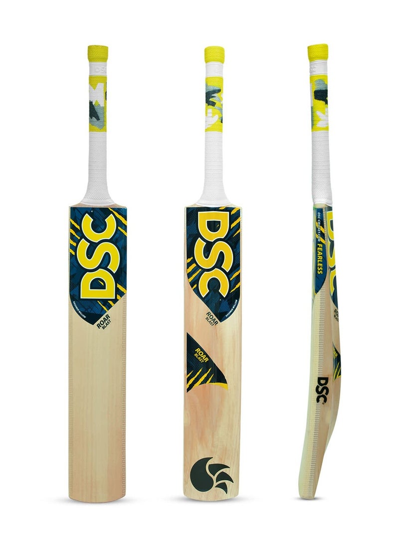 DSC - Roar Blast Cricket Bat | Material: Kashmir Willow | For All Round | Weight: 750 - 800gm | Cross Weave Tape on Edges | For Leather Ball | High Sweet Spot - Image 1