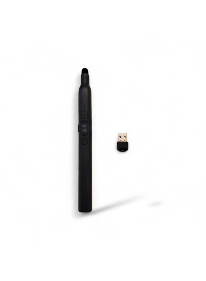 قلم عرض لاسلكي احترافي SZ_222 مزود بمؤشر ليزر أحمر وجهاز تحكم عن بعد منزلق - منفذ USB - مناسب للمحاضرات والاجتماعات، مع شحن من النوع C (قابل لإعادة الشحن) - أسود - Image 1