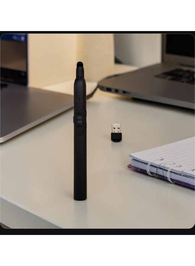 قلم عرض لاسلكي احترافي SZ_222 مزود بمؤشر ليزر أحمر وجهاز تحكم عن بعد منزلق - منفذ USB - مناسب للمحاضرات والاجتماعات، مع شحن من النوع C (قابل لإعادة الشحن) - أسود - Image 3