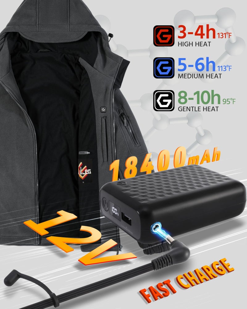 Wulcea Men Heated Graphene Fleece Jackets 12v Battery Pack Included Best Birthday Christmas Gift Ideas Boyfriend Husband Who Have Everything Unique Top Nice Gifts Cool Useful - Image 3