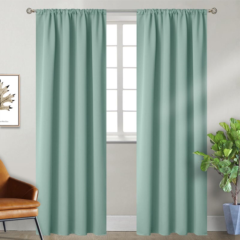 BGment Rod Pocket Blackout Curtains for Bedroom - Thermal Insulated Room Darkening Curtain for Living Room  Light Sage  42 x 84 Inch  2 Panels - Image 1