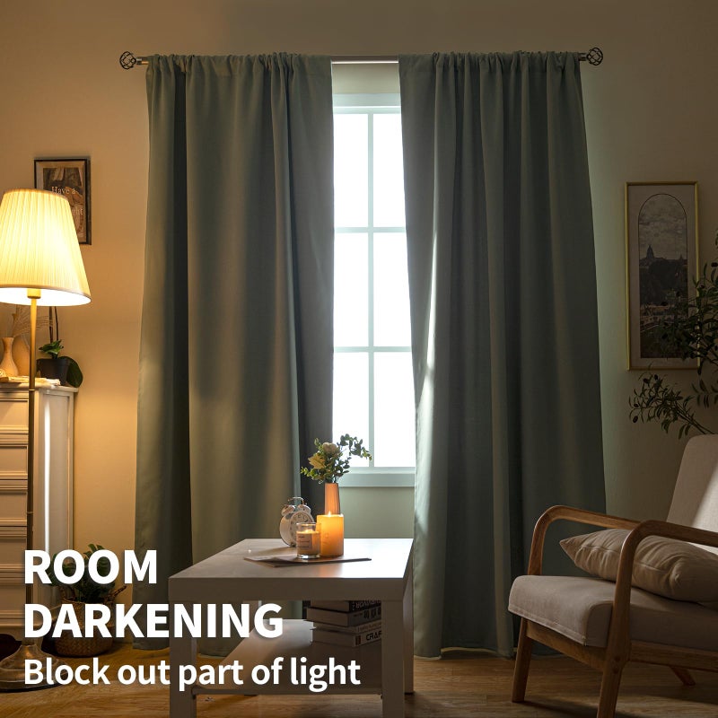 BGment Rod Pocket Blackout Curtains for Bedroom - Thermal Insulated Room Darkening Curtain for Living Room  Light Sage  42 x 84 Inch  2 Panels - Image 2