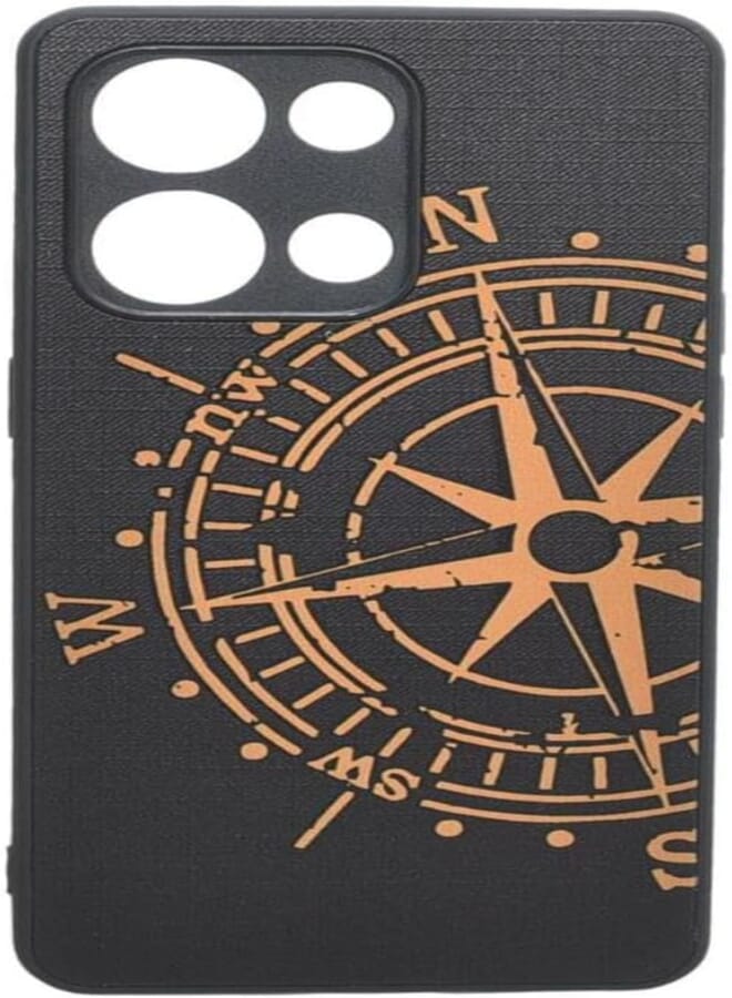 Boter Plastic 3D Shockproof Back Case Designed With Raised Edge To Protect Camera lens Compass Printed Suitable For OPPO RENO 9 PRO - Black Light Brown