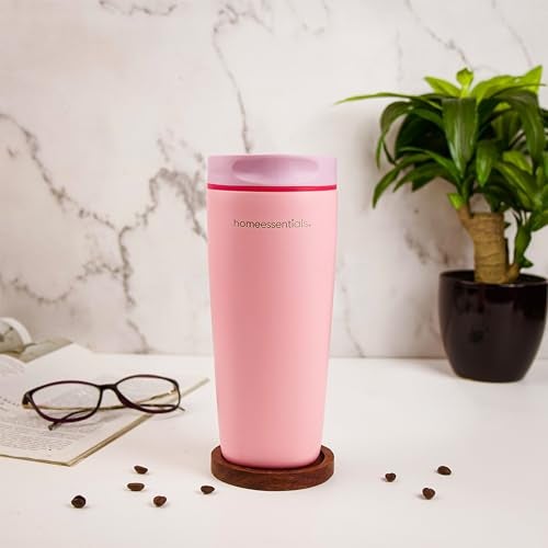 Home Essentials HomeEssentials Stainless Steel Tumbler with Lid & Straw – Vacuum Insulated, Spill-Resistant – Keeps Drinks Hot or Cold for 12 Hours – Ideal for Office, Gym & Travel (Crochet Queen, 600ml) - Image 1