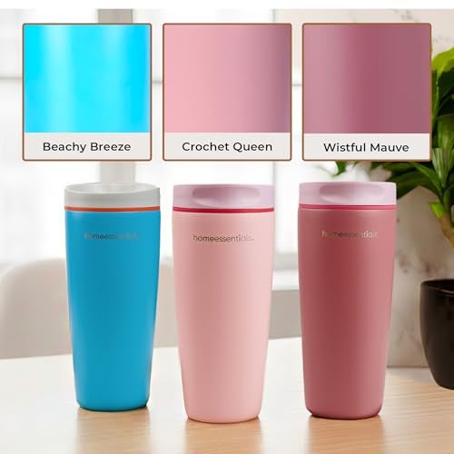 Home Essentials HomeEssentials Stainless Steel Tumbler with Lid & Straw – Vacuum Insulated, Spill-Resistant – Keeps Drinks Hot or Cold for 12 Hours – Ideal for Office, Gym & Travel (Crochet Queen, 600ml) - Image 4