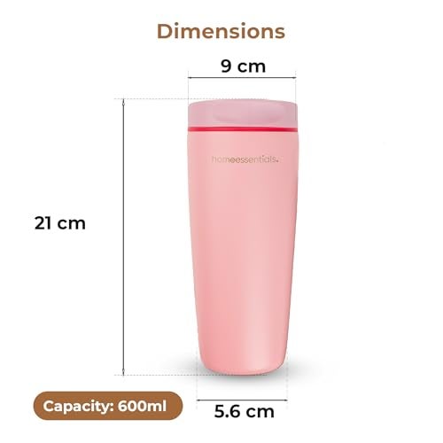 Home Essentials HomeEssentials Stainless Steel Tumbler with Lid & Straw – Vacuum Insulated, Spill-Resistant – Keeps Drinks Hot or Cold for 12 Hours – Ideal for Office, Gym & Travel (Crochet Queen, 600ml) - Image 5