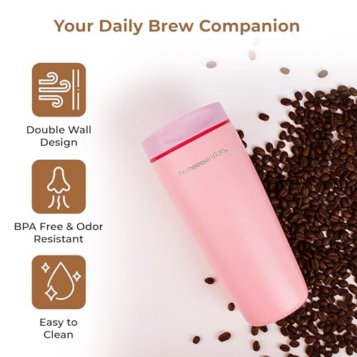 Home Essentials HomeEssentials Stainless Steel Tumbler with Lid & Straw – Vacuum Insulated, Spill-Resistant – Keeps Drinks Hot or Cold for 12 Hours – Ideal for Office, Gym & Travel (Crochet Queen, 600ml) - Image 2