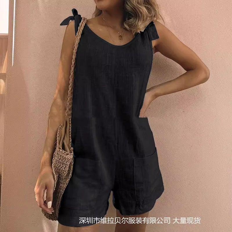 Women's Linen Blend Jumpsuit with Pockets - Image 3