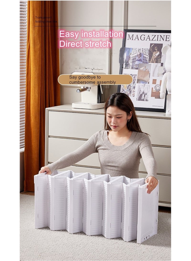 34.5*25.5*1.05 سم  نظم أحذية شفاف، رف أحذية قابل للطي، سهل التركيب، صندوق أحذية قابل للتكديس، رف خزانة محمول (6 طبقات شفافة) - Image 2