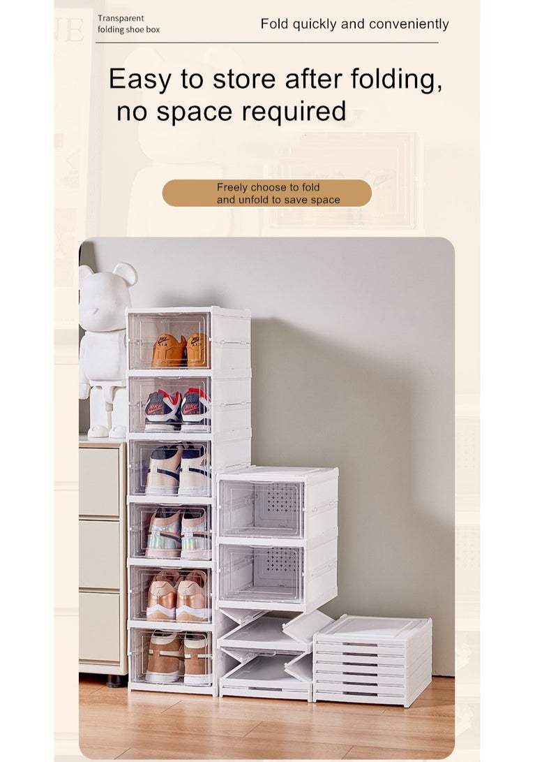 34.5*25.5*1.05 سم  نظم أحذية شفاف، رف أحذية قابل للطي، سهل التركيب، صندوق أحذية قابل للتكديس، رف خزانة محمول (6 طبقات شفافة) - Image 3