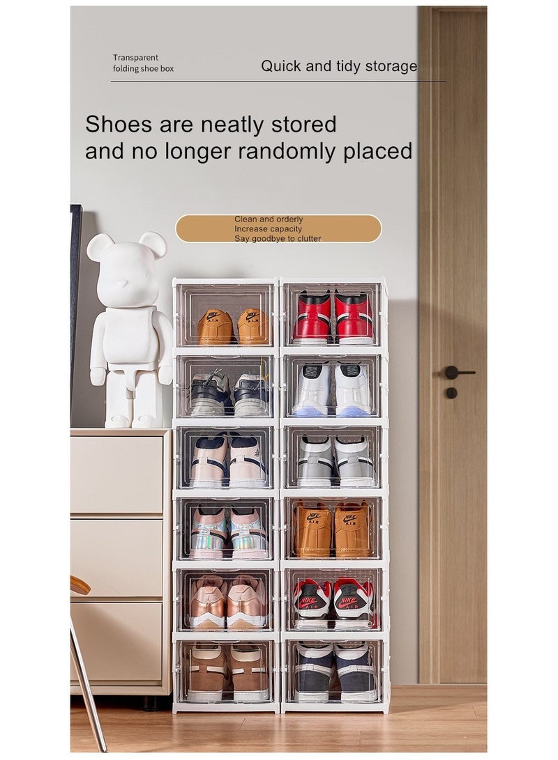 34.5*25.5*1.05 سم  نظم أحذية شفاف، رف أحذية قابل للطي، سهل التركيب، صندوق أحذية قابل للتكديس، رف خزانة محمول (6 طبقات شفافة) - Image 4
