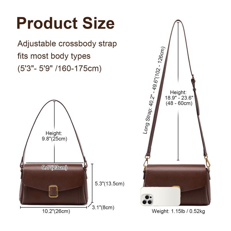 MoreFarther Genuine Leather Crossbody Bag for Women, Removable Satchel Adjustable Shoulder Bag (Walnut) - Image 5