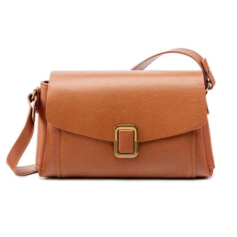 MoreFarther Genuine Leather Crossbody Bag for Women, Removable Satchel Adjustable Shoulder Bag (Walnut) - Image 1