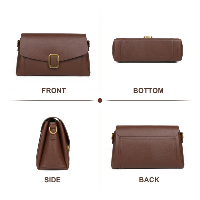 MoreFarther Genuine Leather Crossbody Bag for Women, Removable Satchel Adjustable Shoulder Bag (Walnut) - Image 3
