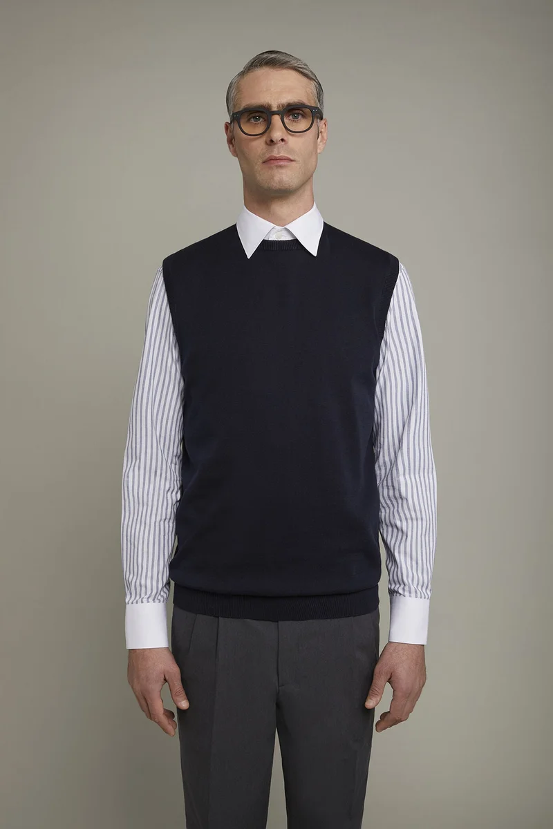 دوبل غانغر Men's roud neck sweater 100% cotton regular fit - Midnight