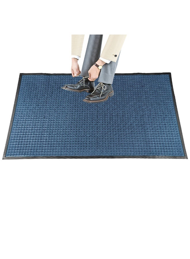 Restaurantware حصيرة أرضية مريحة 60 × 36 بوصة، 1 حصيرة خارجية ويفل - غير قابلة للانزلاق، خلفية غير زلقة، حصيرة مدخل بولي بروبيلين زرقاء فاتحة، لا تتعرض للبقع، قوية التحمل - Image 2