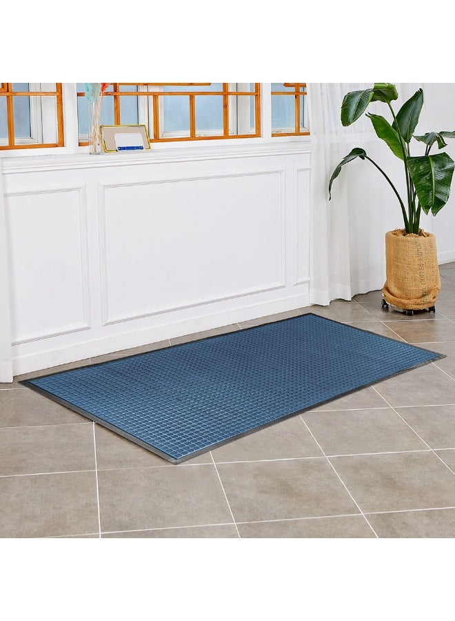 Restaurantware حصيرة أرضية مريحة 60 × 36 بوصة، 1 حصيرة خارجية ويفل - غير قابلة للانزلاق، خلفية غير زلقة، حصيرة مدخل بولي بروبيلين زرقاء فاتحة، لا تتعرض للبقع، قوية التحمل - Image 3