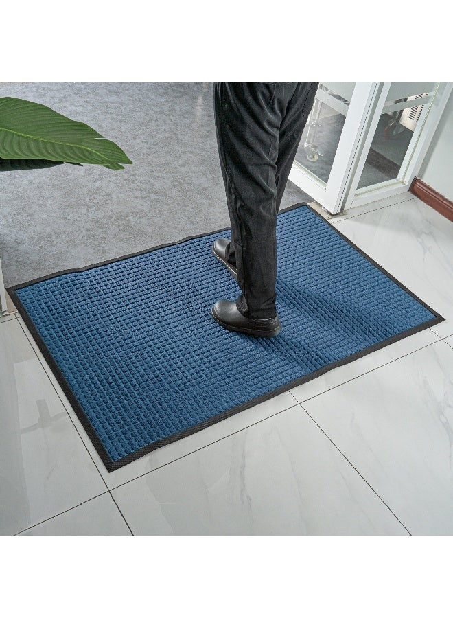 Restaurantware حصيرة أرضية مريحة 60 × 36 بوصة، 1 حصيرة خارجية ويفل - غير قابلة للانزلاق، خلفية غير زلقة، حصيرة مدخل بولي بروبيلين زرقاء فاتحة، لا تتعرض للبقع، قوية التحمل - Image 5