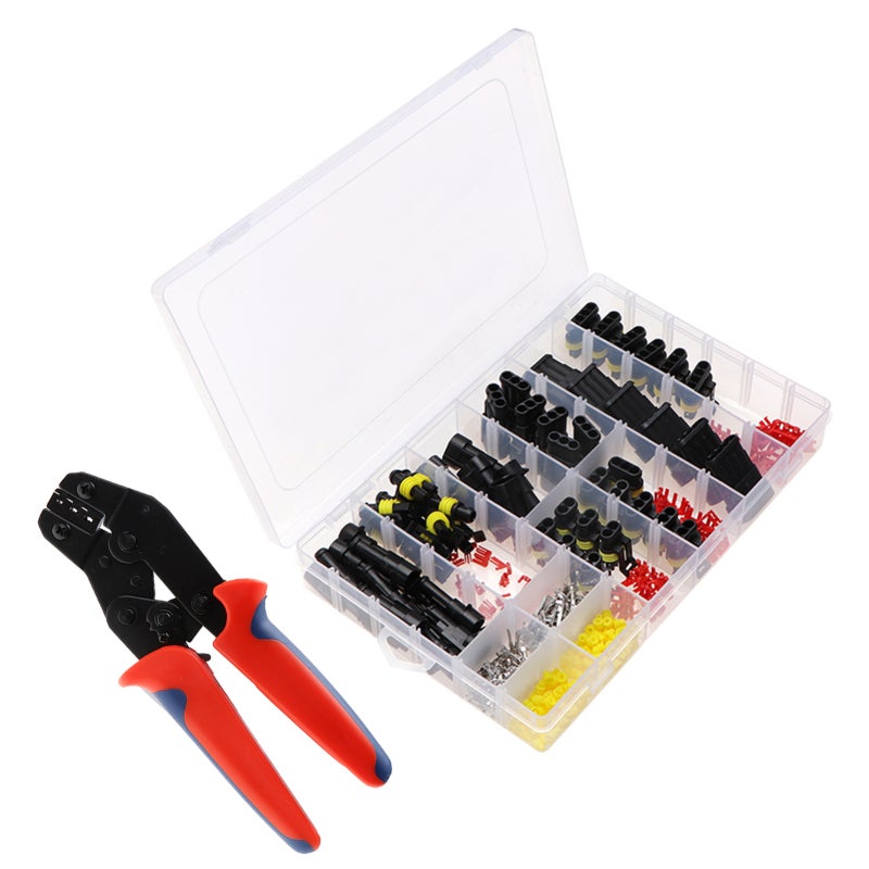 Waterproof Connector: Type 2, Secure Reliable Connection, Superb Plastic Waterproof Design - 408 Pcs 1/2/3/4 Pin Terminals, Male Female Silicone Seal, Electric Cable Kit for Automotive Motorcycle Truc - Image 1