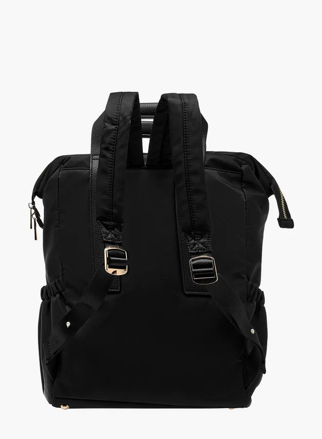 Flora Bella By Shoexpress Women Textured Backpack with Adjustable Straps and Zip Closure - 15x28x39 cm