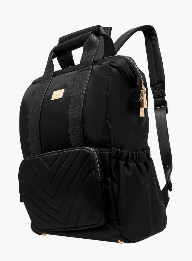فلورا بيلا من شو إكسبرس Women Textured Backpack with Adjustable Straps and Zip Closure - 15x28x39 cm
