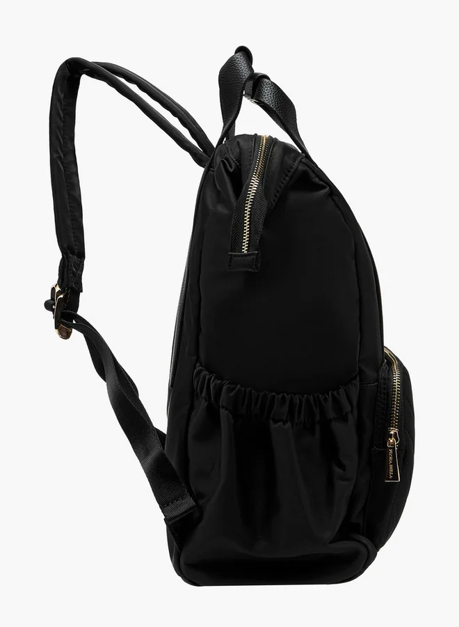 Flora Bella By Shoexpress Women Textured Backpack with Adjustable Straps and Zip Closure - 15x28x39 cm