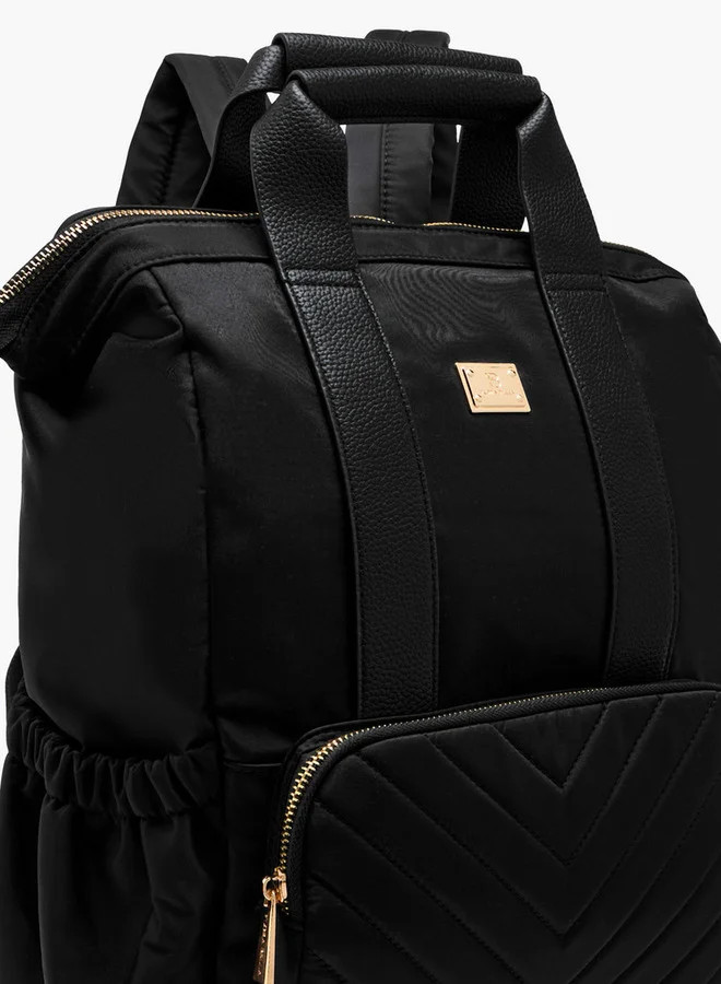 Flora Bella By Shoexpress Women Textured Backpack with Adjustable Straps and Zip Closure - 15x28x39 cm