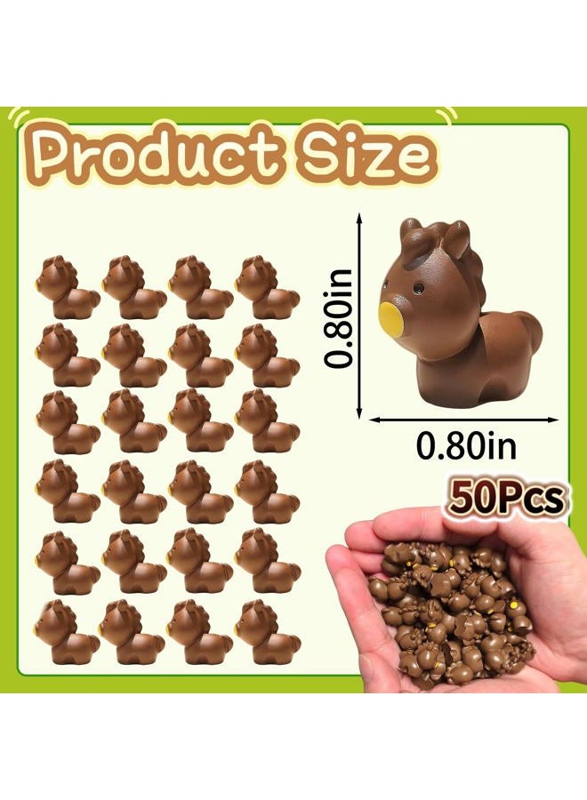 EVDERS 50Pcs Mini Horse Figurines Resin Horse Foal Figures Miniature Animals Figurines Mini Resin Horses Miniature Ornaments Decoration for Fairy Garden Accessories Micro Landscape Terrarium - Image 2