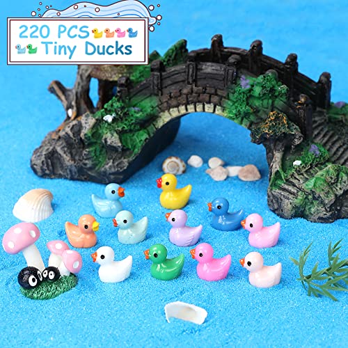 JIUZHU 220 Pcs Mini Resin Duck Tiny Ducks Birthday Party Miniature Figure Landscape Aquarium DIY Decoration Bonsai Interior Christmas Fairy Garden Hide and Seek Prank (11 Colors) - Image 4