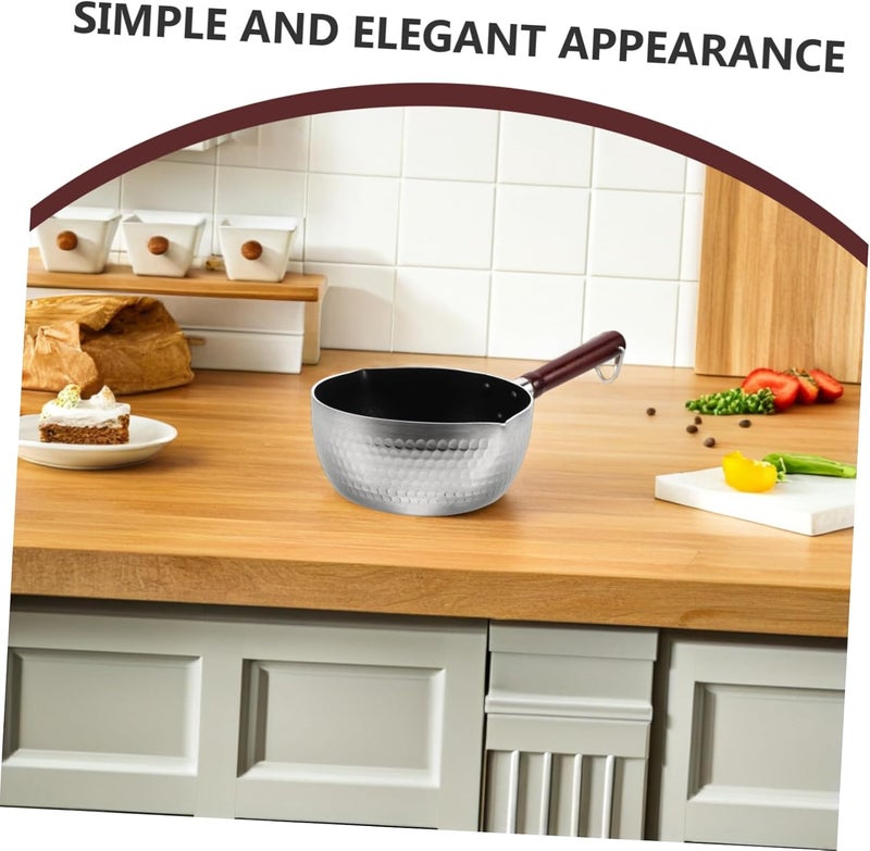 LABRIMP Space-saving Japanese Style Noodle Pot Wooden Handle Nonstick Milk Pan for Cooking - Image 3