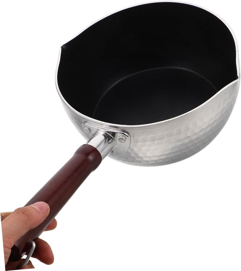 LABRIMP Space-saving Japanese Style Noodle Pot Wooden Handle Nonstick Milk Pan for Cooking - Image 4