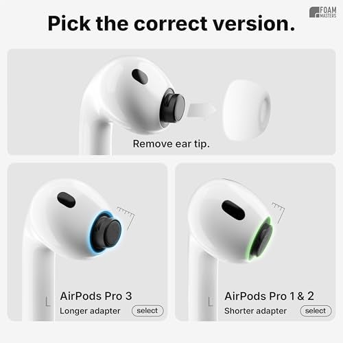 AutoLine Pro Foam Masters Ultra-Premium Memory Foam Ear Tips for AirPods Pro 3rd Gen (2025) | 3 Pairs | New Ver. | Secure Fit | Super Comfort | Better Noise Cancel | Replacement Buds (Assorted S/M/L, Forest Green) - Image 2