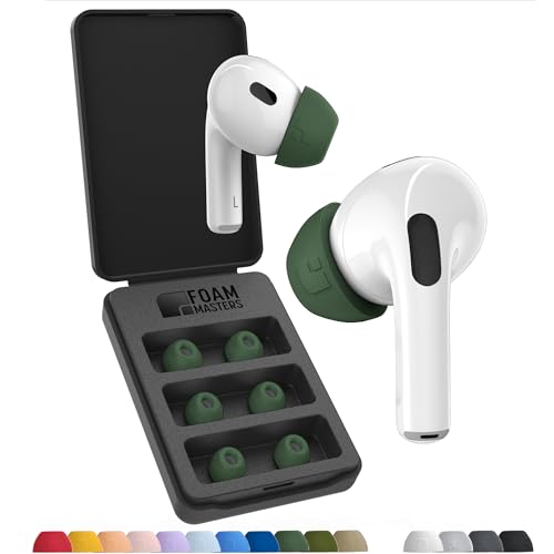 AutoLine Pro Foam Masters Ultra-Premium Memory Foam Ear Tips for AirPods Pro 3rd Gen (2025) | 3 Pairs | New Ver. | Secure Fit | Super Comfort | Better Noise Cancel | Replacement Buds (Assorted S/M/L, Forest Green) - Image 1