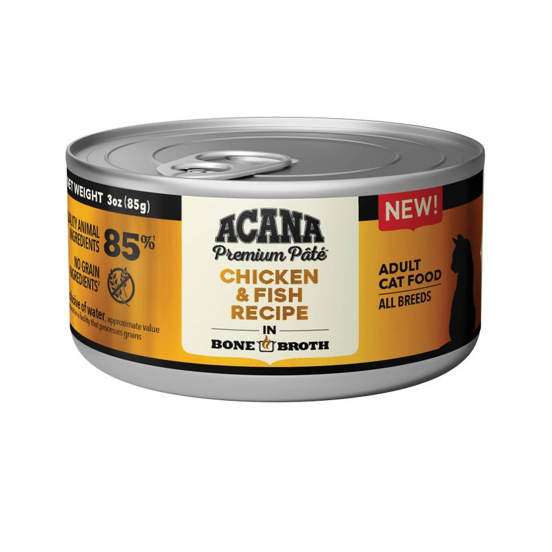 ACANA Premium Pate Wet Cat Food in Bone Broth Chicken + Fish Recipe 3oz Cans (24 count) - Image 2