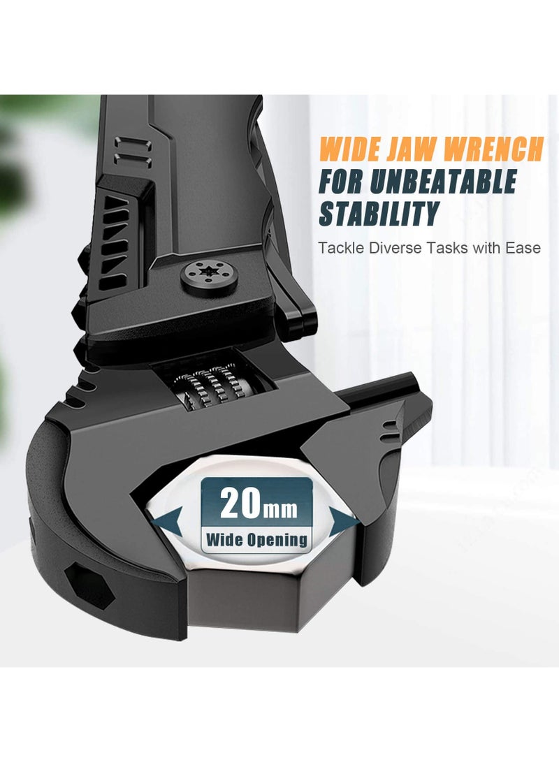 Multitool Wrench Wide Jaw Opening Cmaping Gear, Gift for Him and Her, 12 in 1 Multi Purpose Pocket Size EDC Gadget With Screwdriver Cutting Saw Bottle Opener for Maintenance, Camping and DIY(BLACK) - Image 3