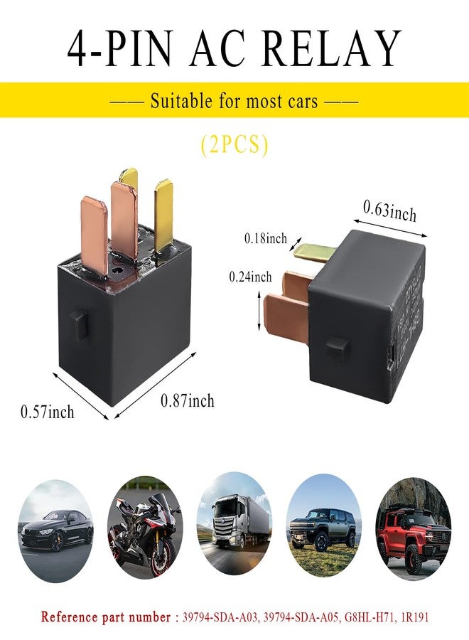 KVAEY 2 PCS Car AC Relay, G8HL-H71 4 Pin Multiple Use Power Relay Assembly Fan Relay, Automotive Starter Relay Compatible with Accord, Element, Civic, CR-Z, CR-V, Car Accessories - Image 2