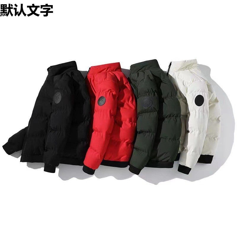 Mens Autumn and Winter Jacket 2023 New Cotton Coat Trendy Winter Clothing with Fleece Thickened down Cotton Jacket Jinjiang Cotton Coat Black - Image 5