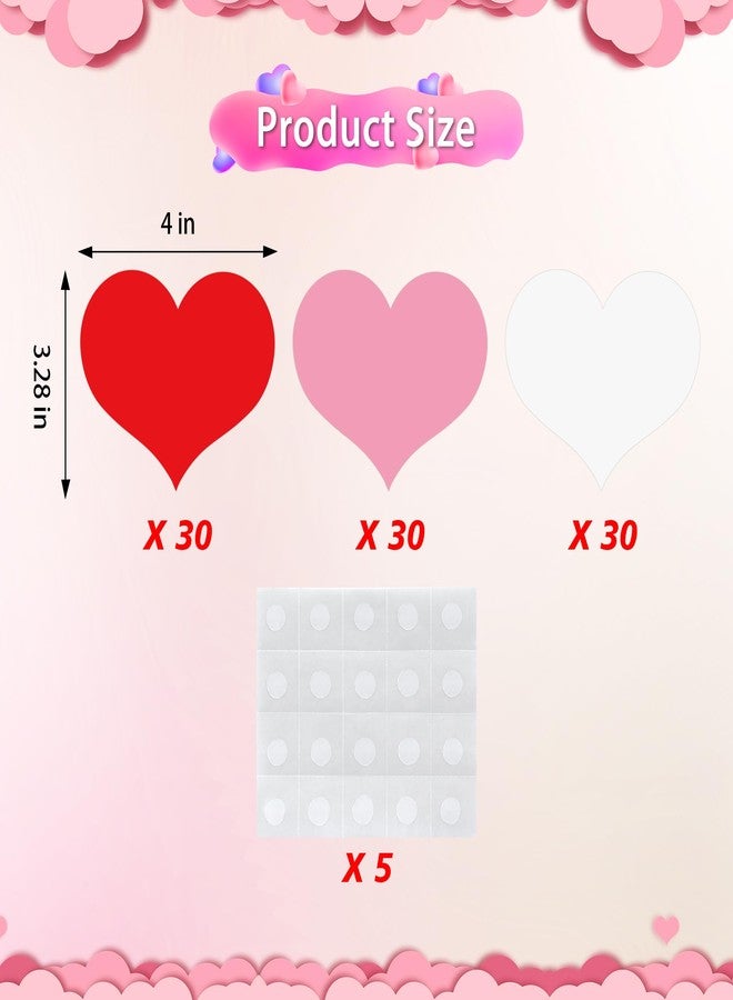 Lucleag 90 PCS Heart Cutouts for Bulletin Board Decorations, Red Pink White Heart Shape Paper Cutouts Heart Cut Outs for Valentine’s Day Crafts Wedding Anniversary Party Decorations - Image 2