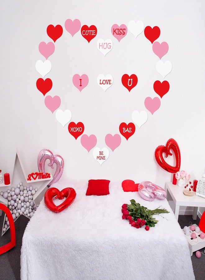 Lucleag 90 PCS Heart Cutouts for Bulletin Board Decorations, Red Pink White Heart Shape Paper Cutouts Heart Cut Outs for Valentine’s Day Crafts Wedding Anniversary Party Decorations - Image 4